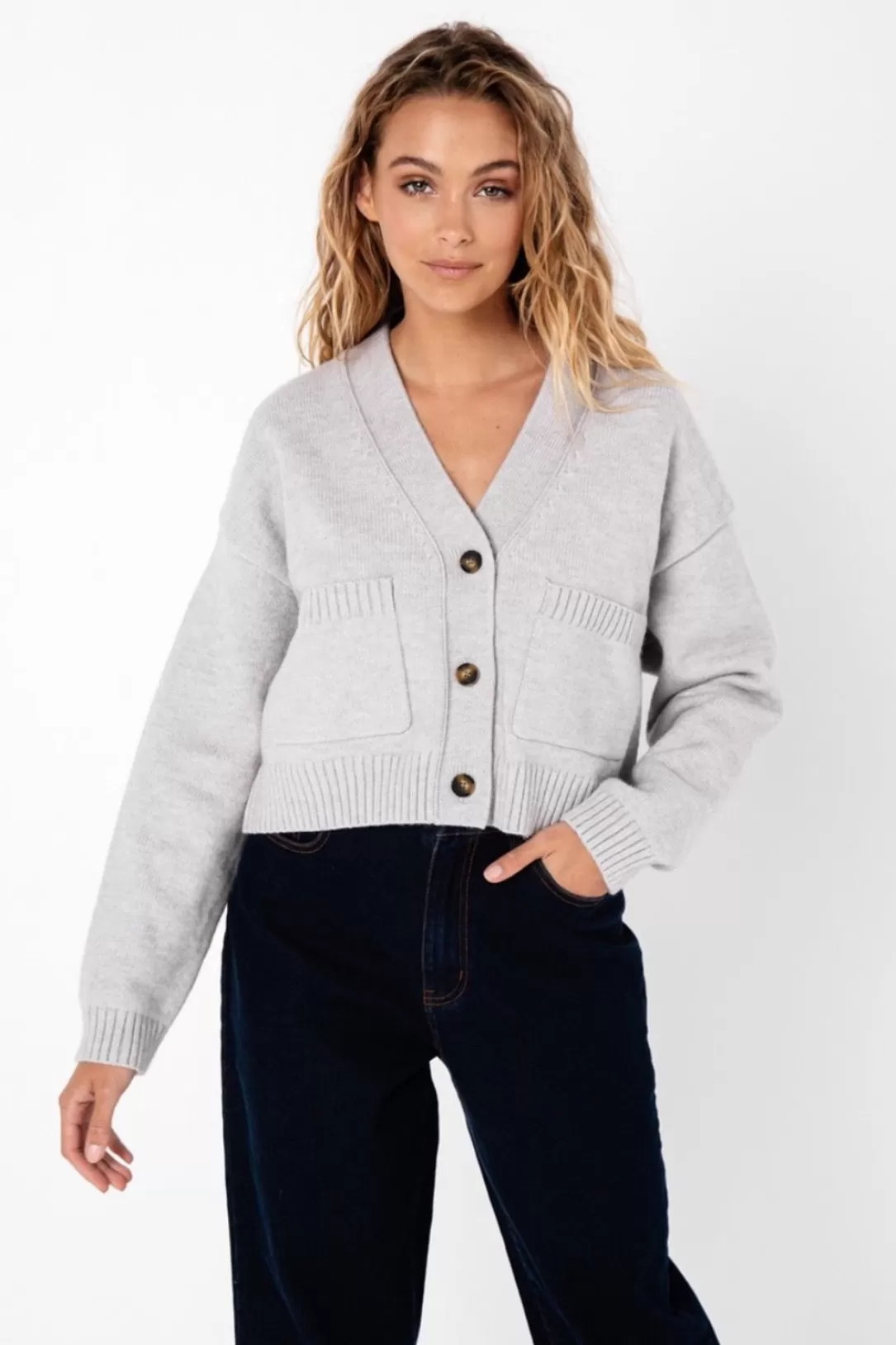 Women Madison The Label Raquel Knit Cardigan-Grey Marble |