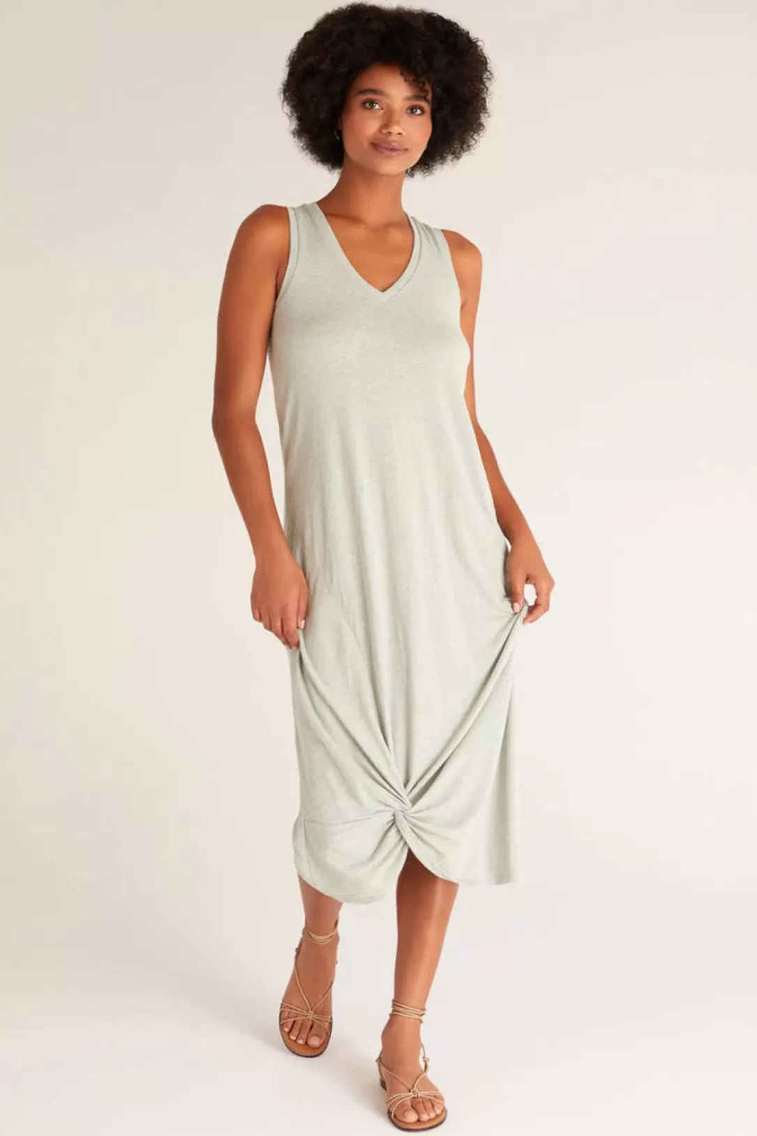 Women Z Supply Reverie Knot Triblend Dress-Soft Sage |