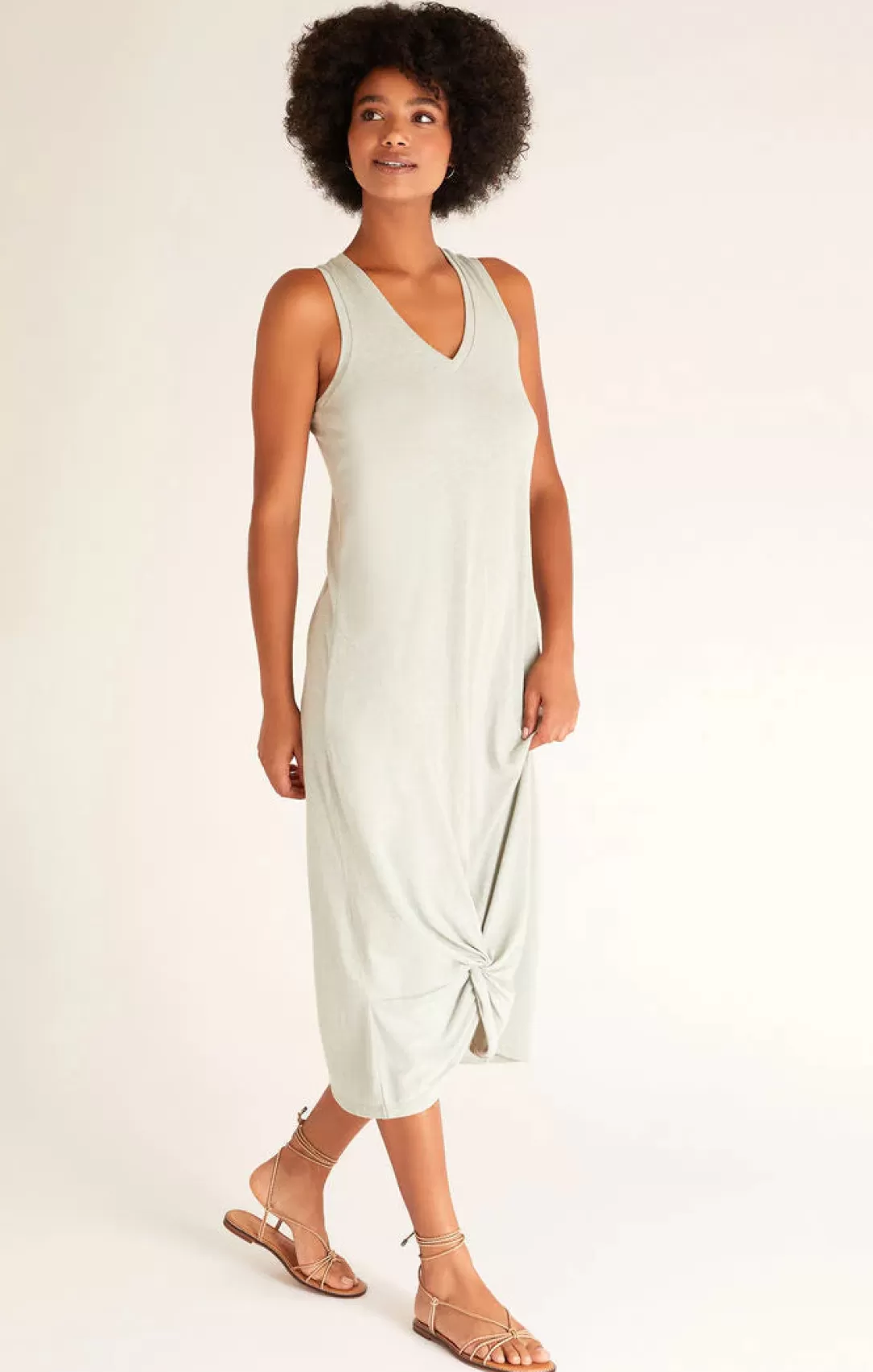 Women Z Supply Reverie Knot Triblend Dress-Soft Sage |