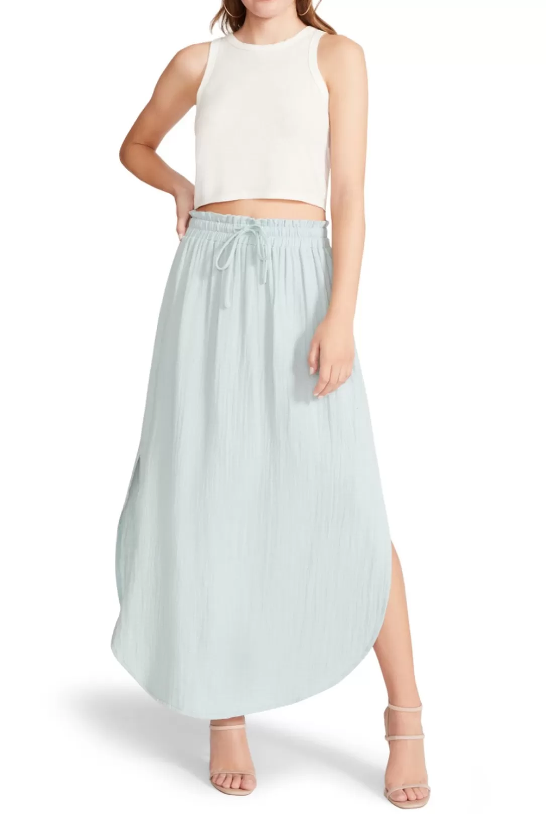 Women BB Dakota by Steve Madden See You Later Gauze Skirt-Sea Mist |