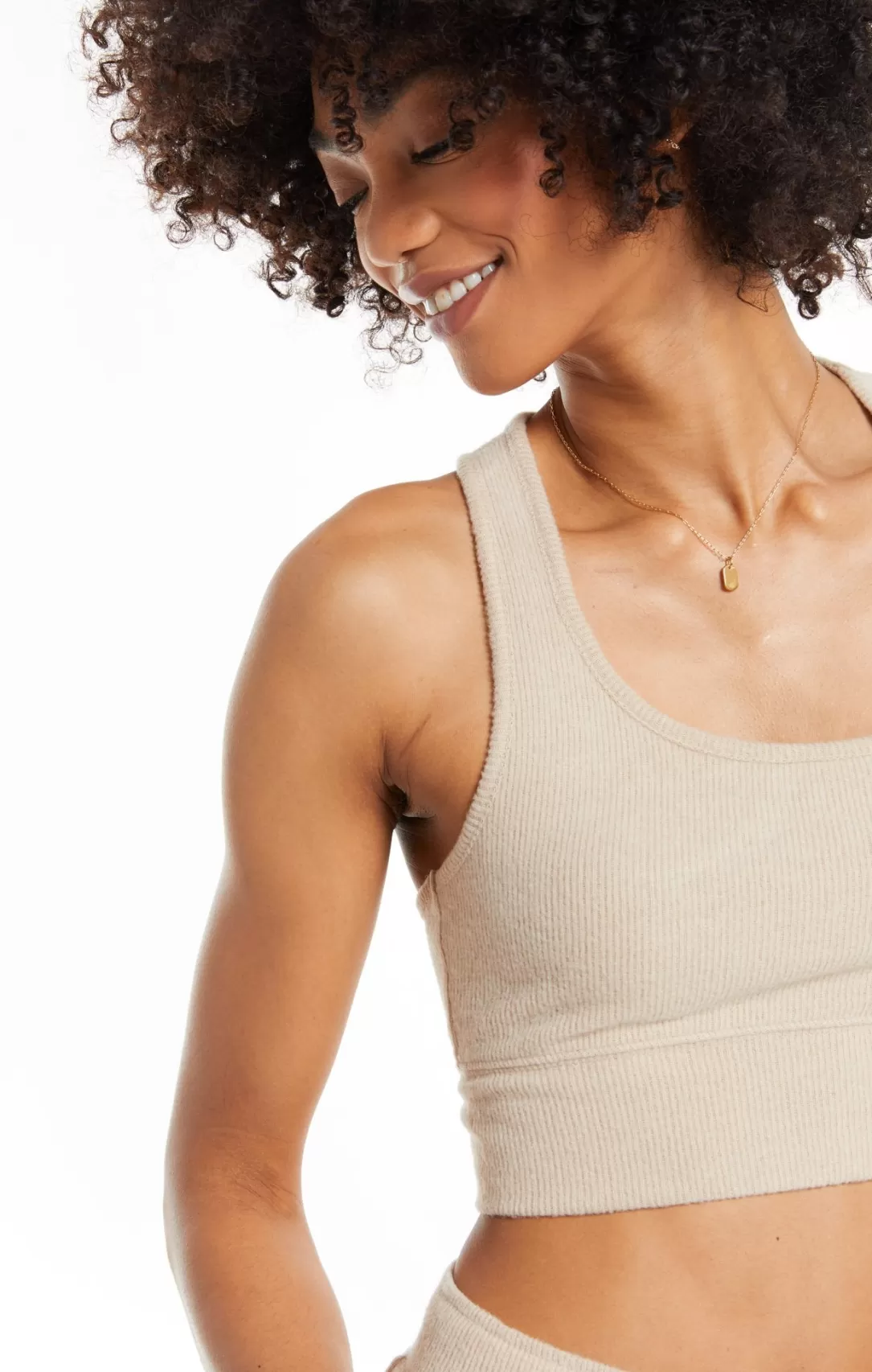 Women Z Supply Sia Rib Tank Bra-Light Cocoa |