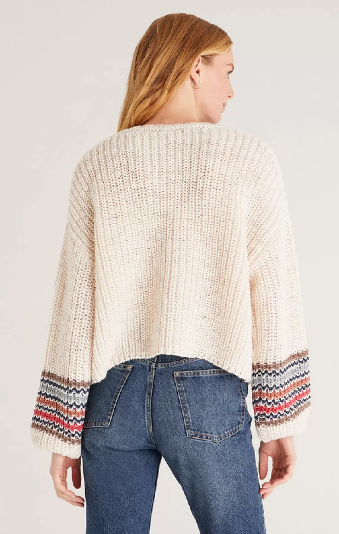 Women Z Supply Solange Stripe Sleeve Sweater-Sandstone |