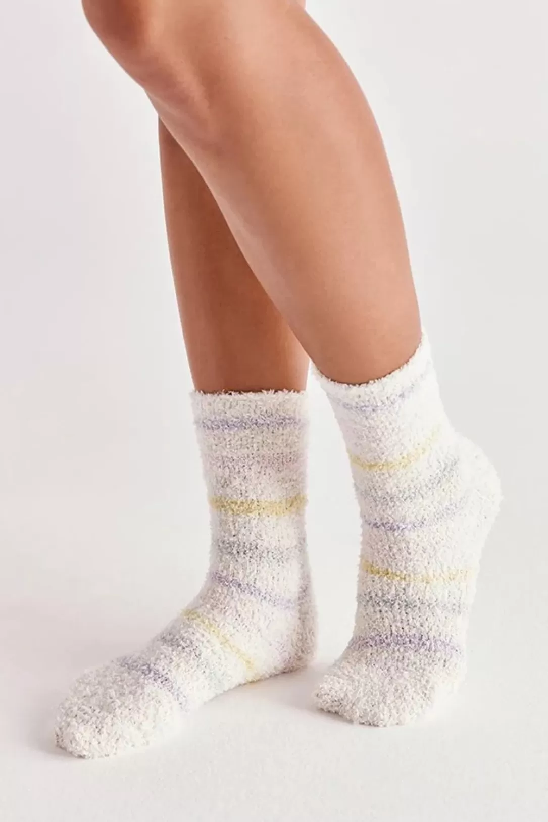 Women Z Supply Stripe Plush Socks 2 Pack-Bone And Yellow |