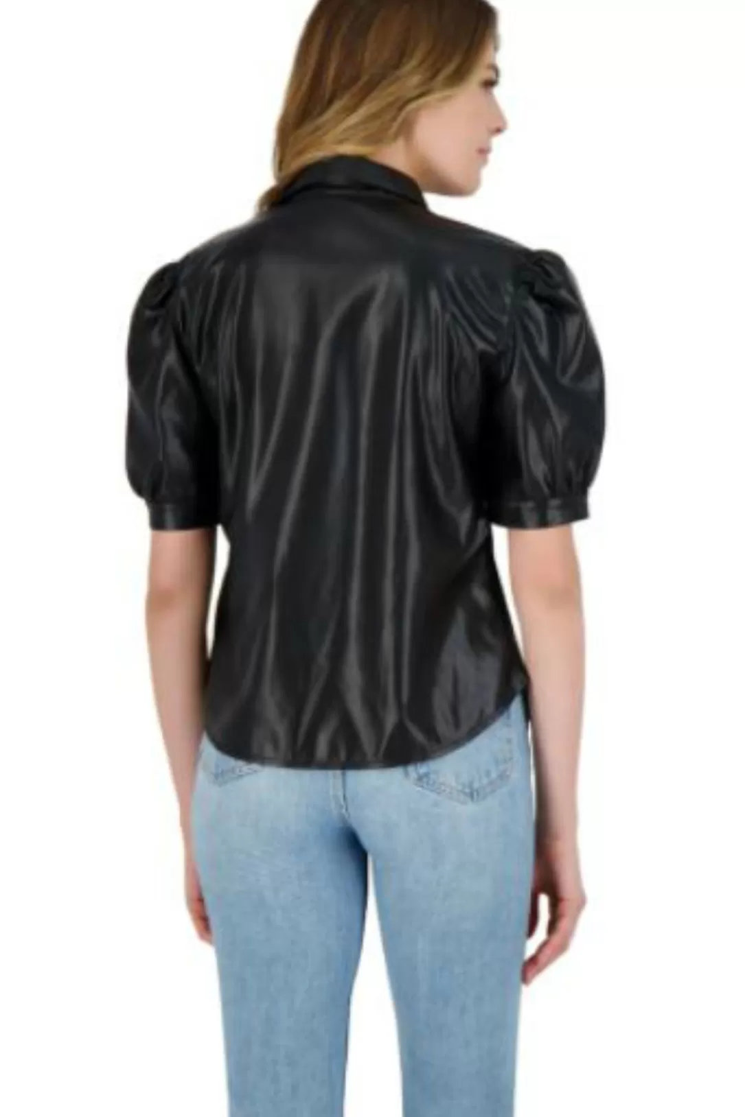 Women BB Dakota The More You Faux Vegan Leather Puff Sleeve Shirt |