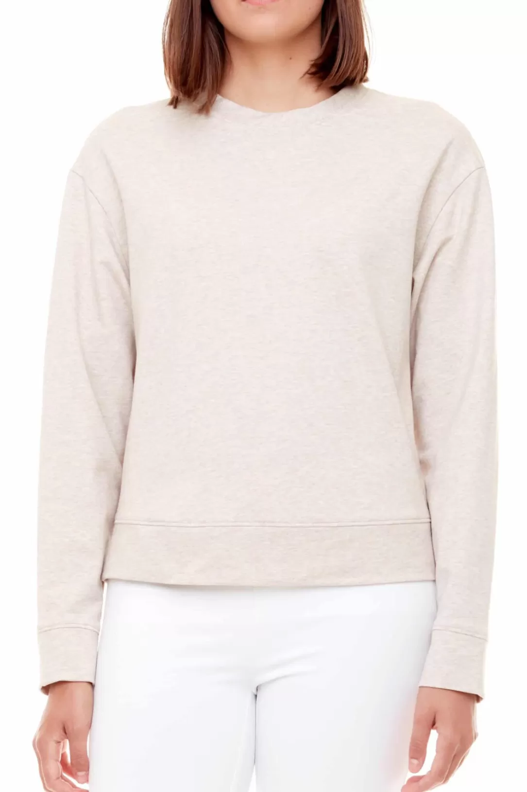 Women Up! Twill Long Sleeve Top-Oatmeal |