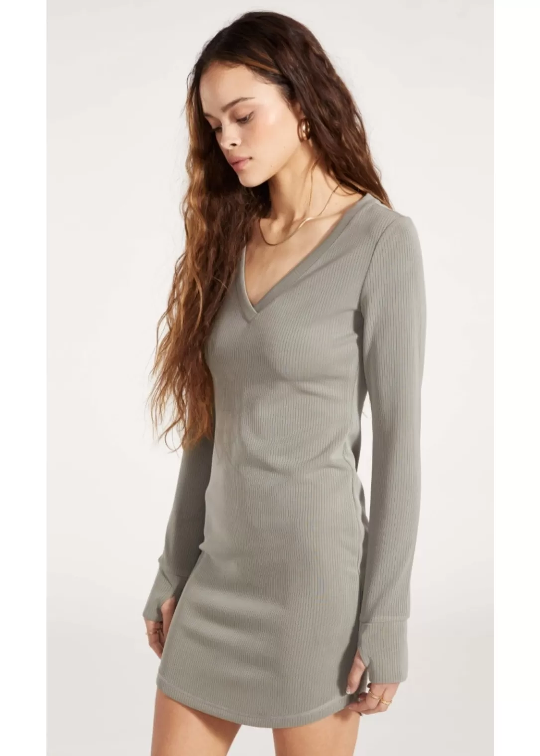 Women BB Dakota by Steve Madden V Specific Long Sleeve Bodycon Dress-Olive | Bb Dakota