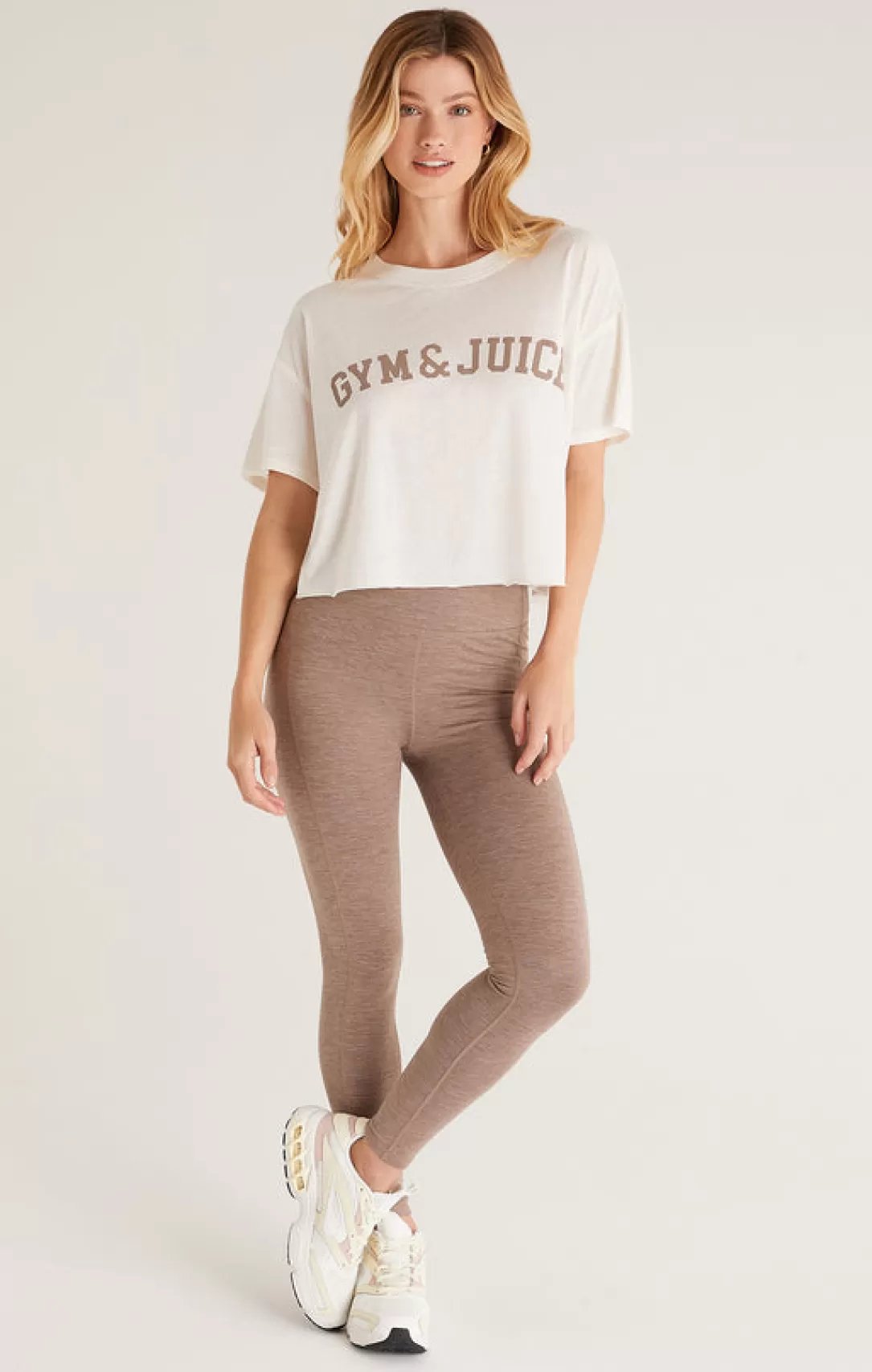 Women Z Supply Vintage Gym Tee-Sandstone |