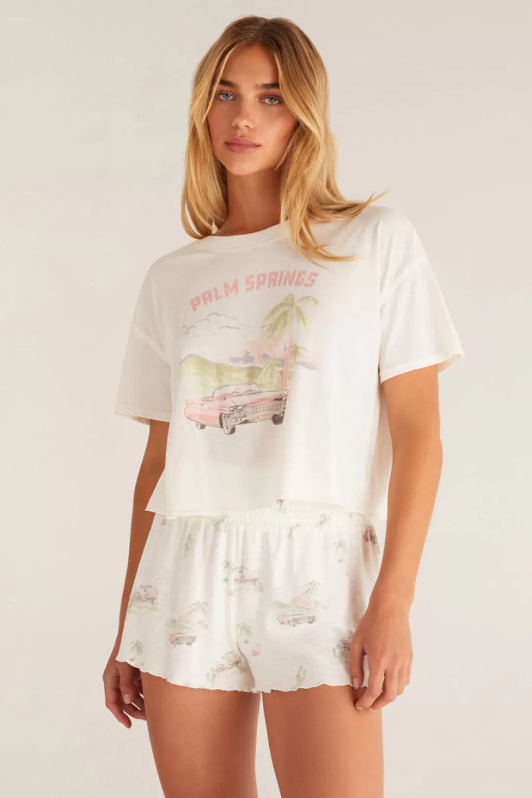Women Z Supply Vintage Palm Springs Tee-Bone |