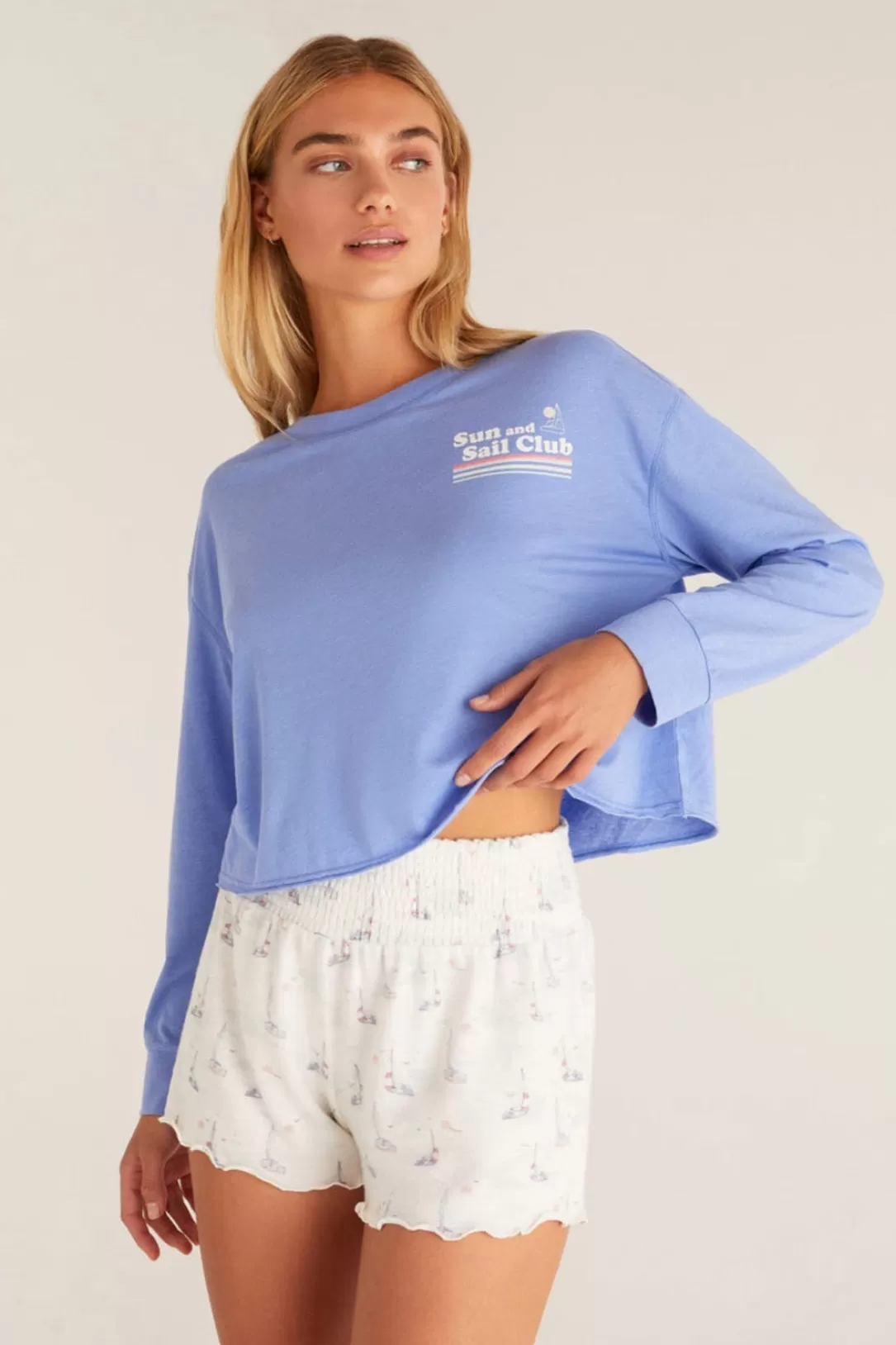 Women Z Supply Vintage Sail Tee-Ocean Blue |