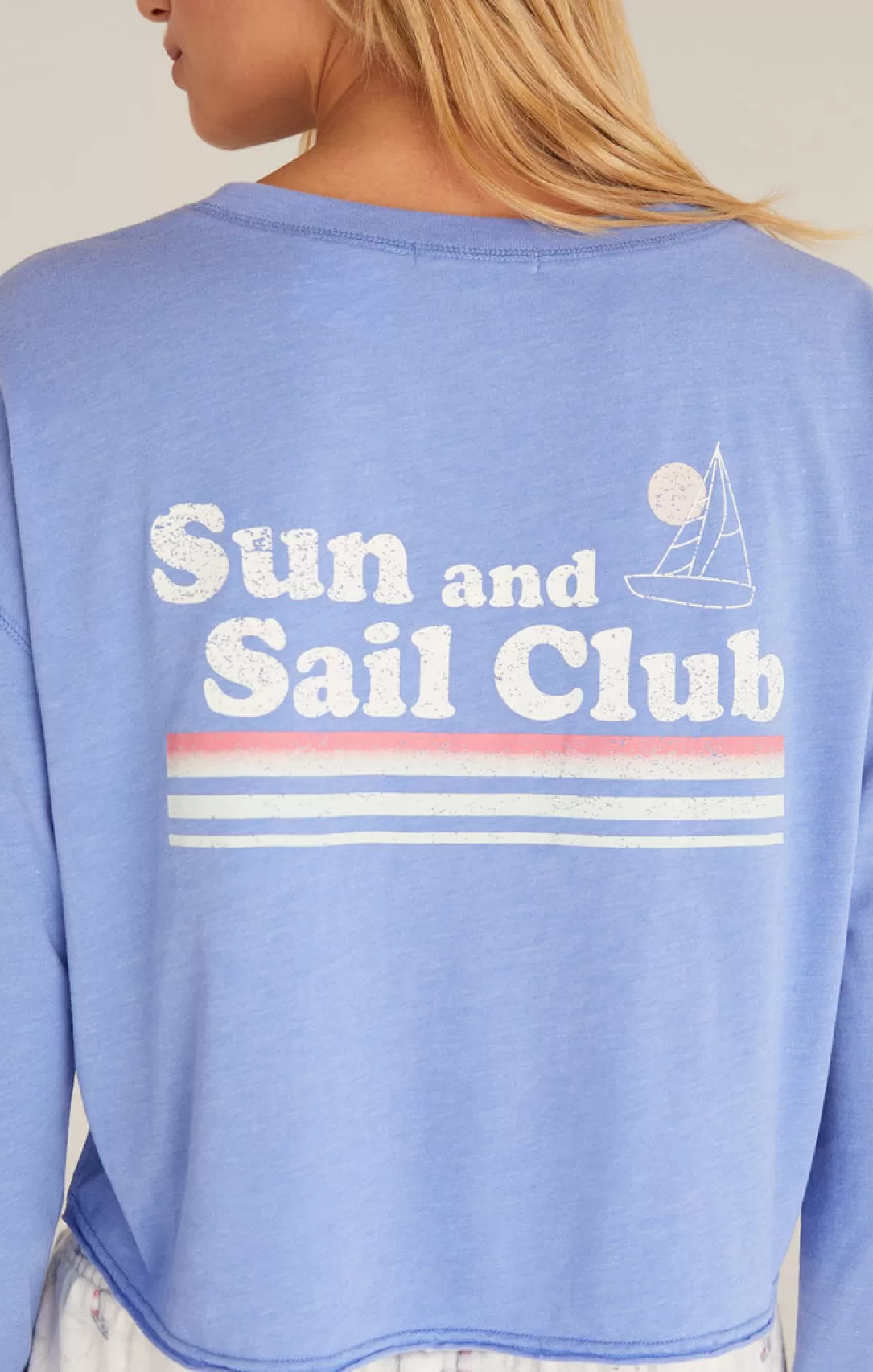 Women Z Supply Vintage Sail Tee-Ocean Blue |