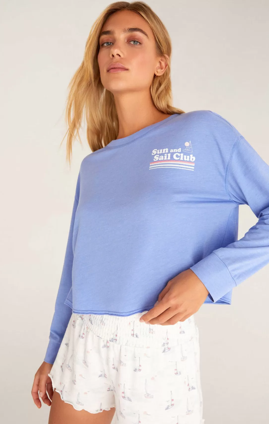 Women Z Supply Vintage Sail Tee-Ocean Blue |