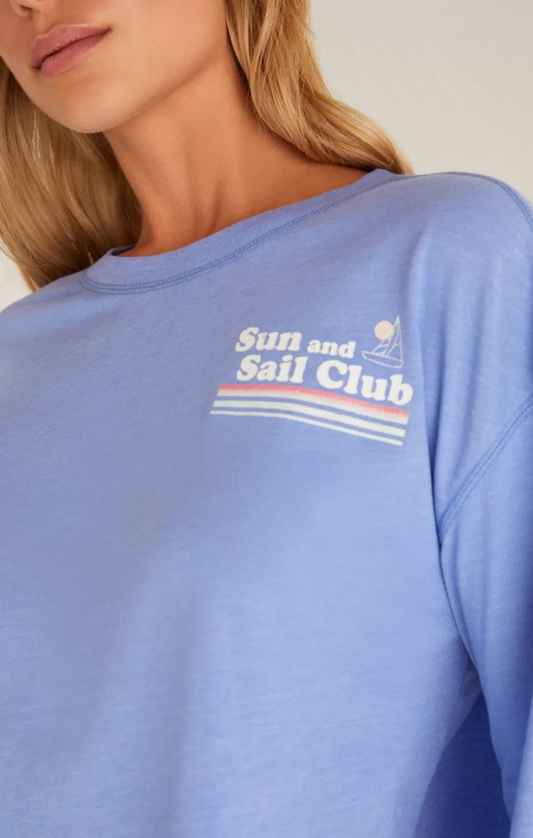Women Z Supply Vintage Sail Tee-Ocean Blue |
