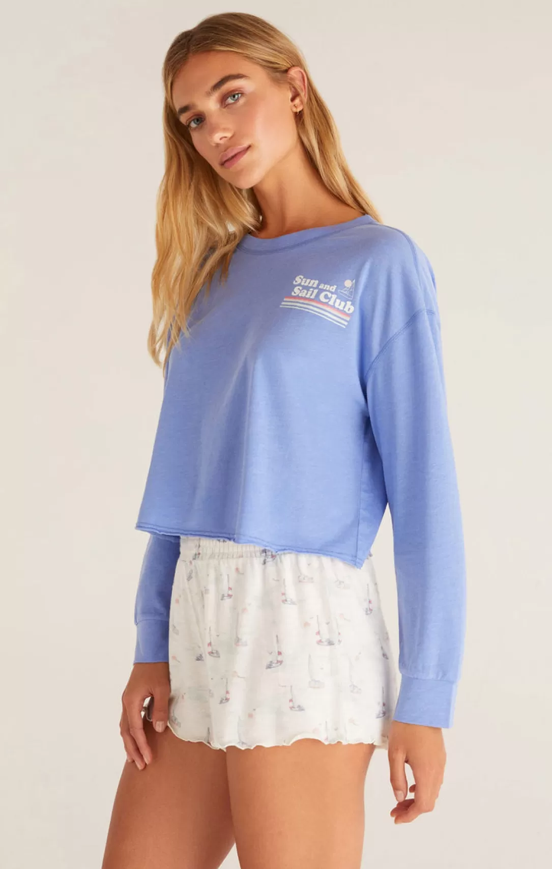 Women Z Supply Vintage Sail Tee-Ocean Blue |