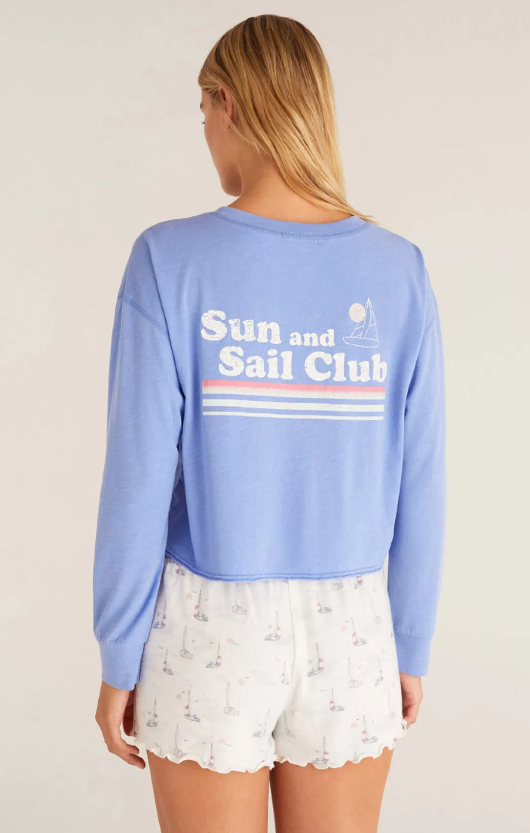 Women Z Supply Vintage Sail Tee-Ocean Blue |