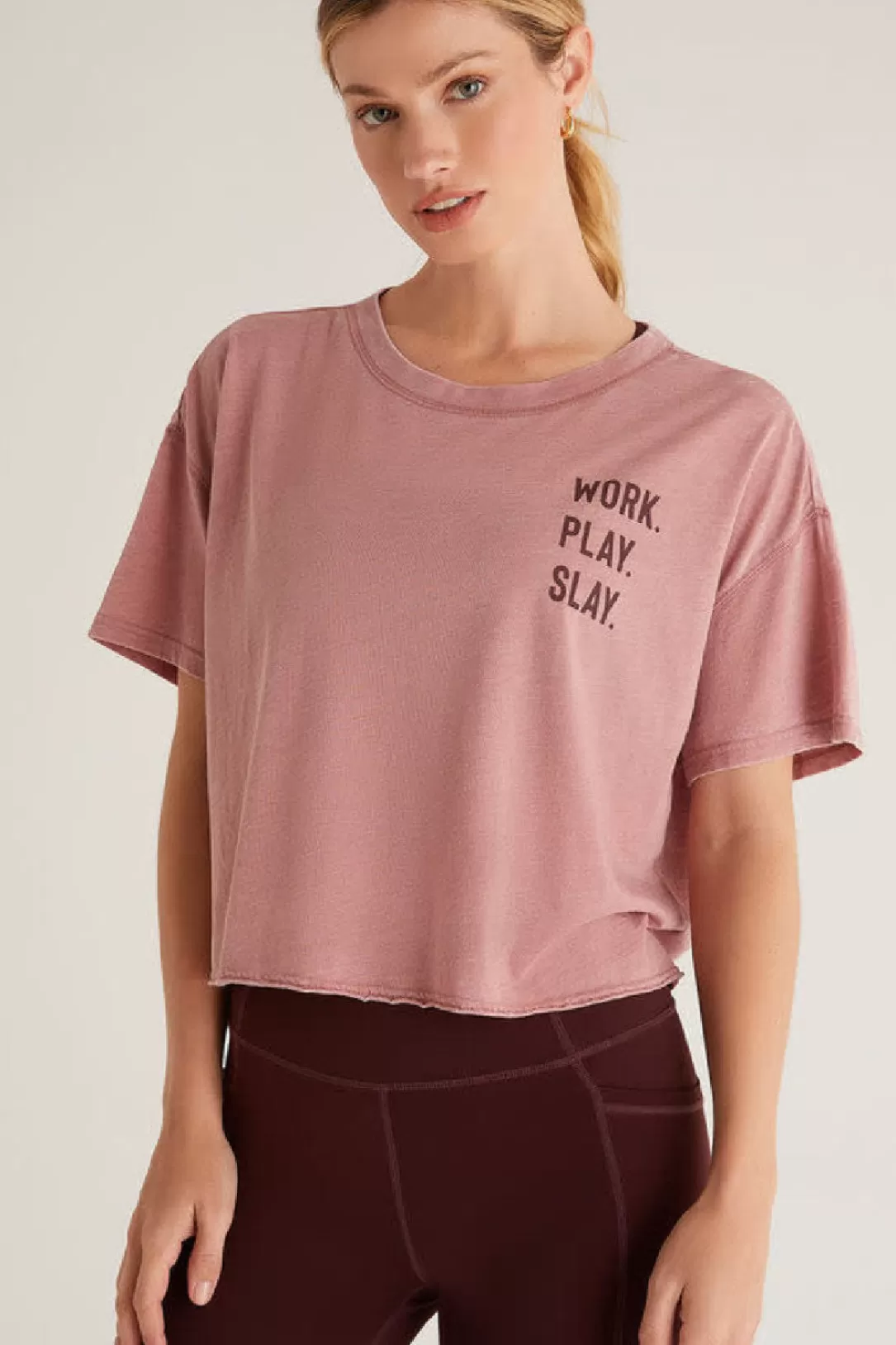Women Z Supply Vintage Work Tee-Soft Mauve |
