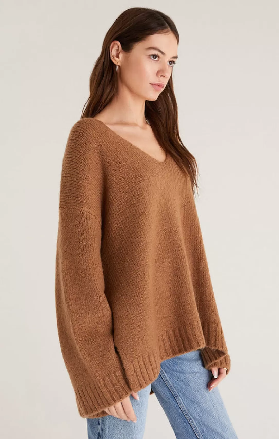 Women Z Supply Weekender Sweater-Camel Brown |